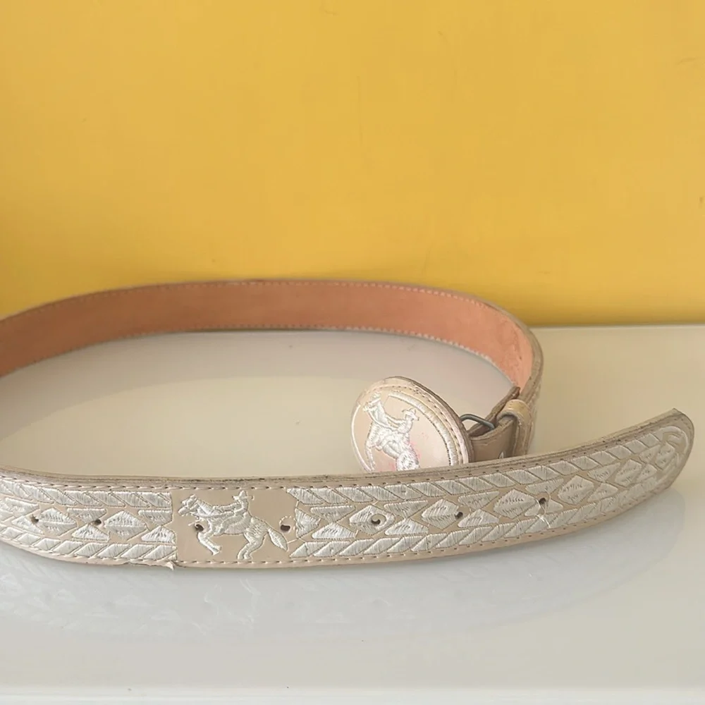 Handmade in Mexico Embroidered Cowboy Leather Western Belt Size 42-44
